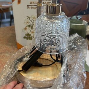 Amazon Clear Glass & Gold Electric Fragrance Lamp with candle